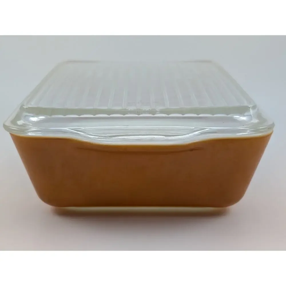 VTG Pyrex #503 “OLD ORCHARD” 1.5 QT Refrigerator Casserole Dish RIBBED LID